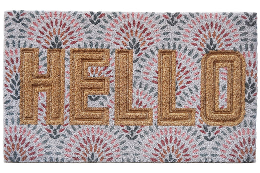 Pressed Coir Doormat "Hello", Multicolor, Last Chance