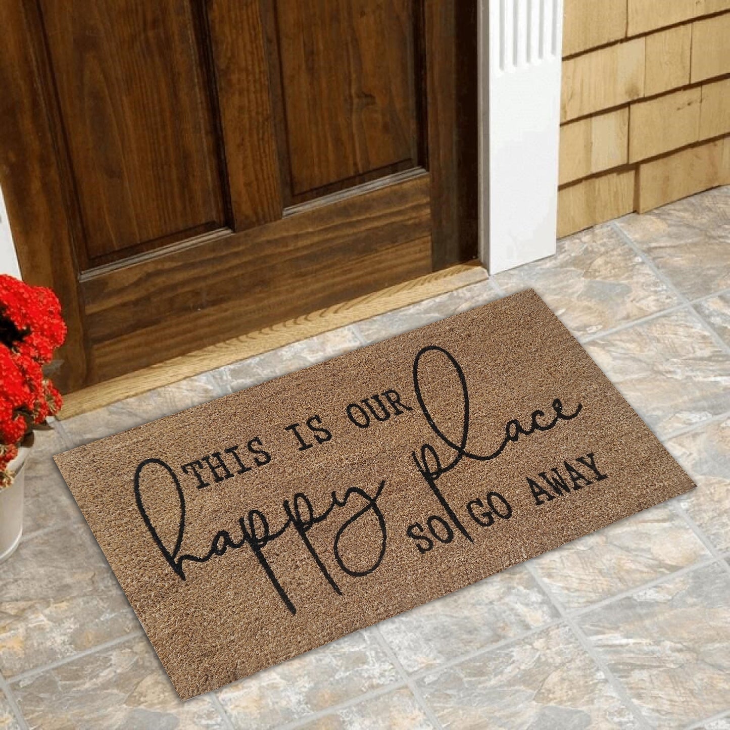 Coir Doormat "This Is Our Happy Place So Go Away",