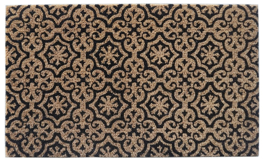 Mosaic Pattern Coir Doormat, Natural, PVC Tufted