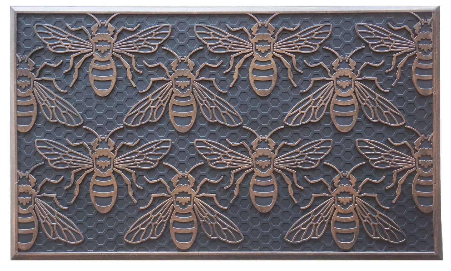 Bee Rubber Doormat, Copper Finish