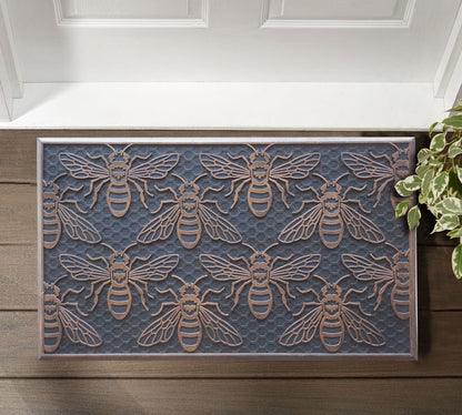 Bee Rubber Doormat, Copper Finish