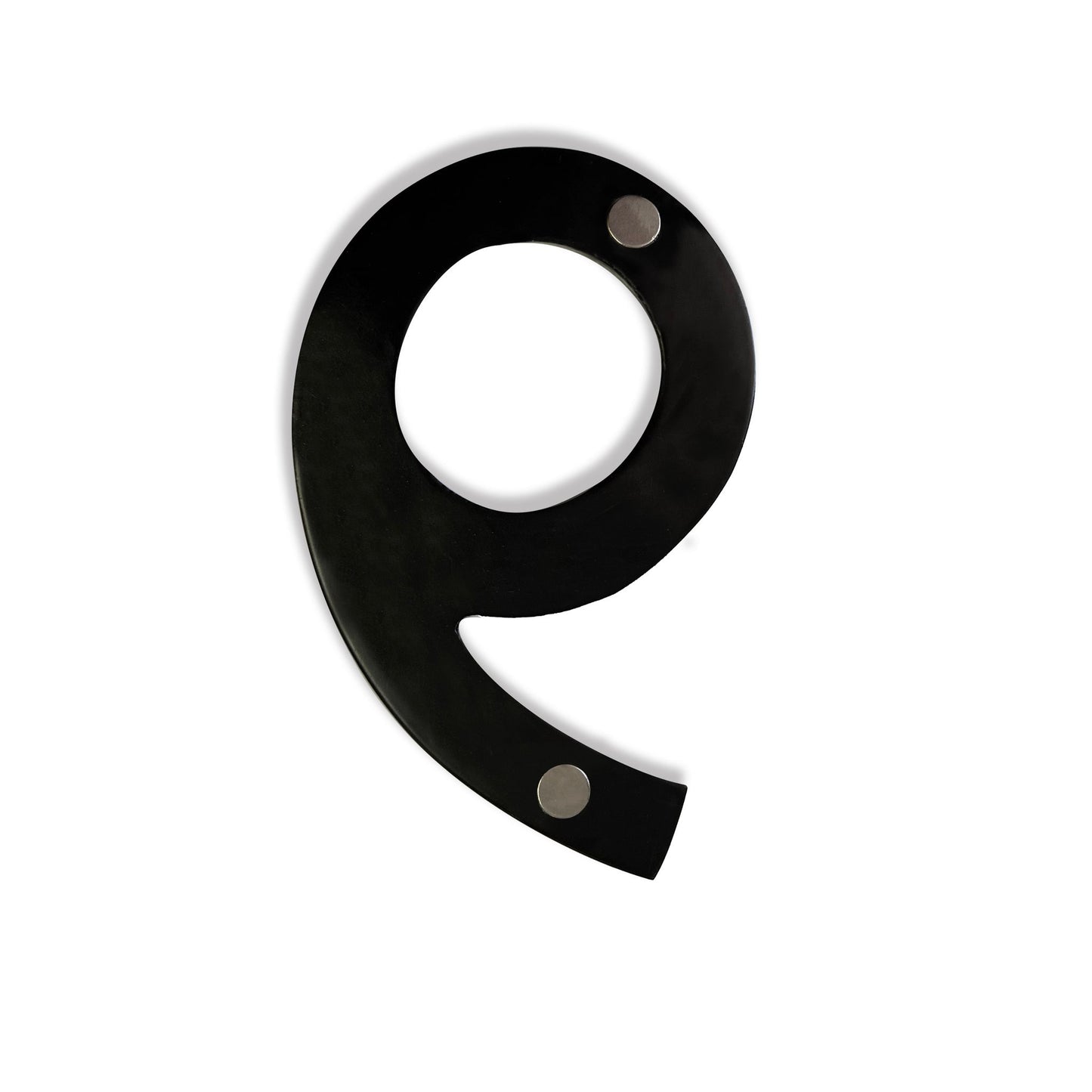 Magnetic Aluminum House Number #9, 4 in, Black