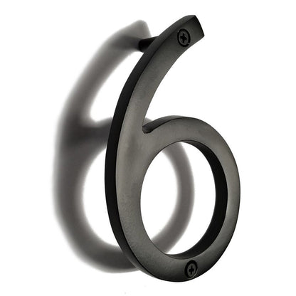 Black Aluminum Number 6, 8 inch