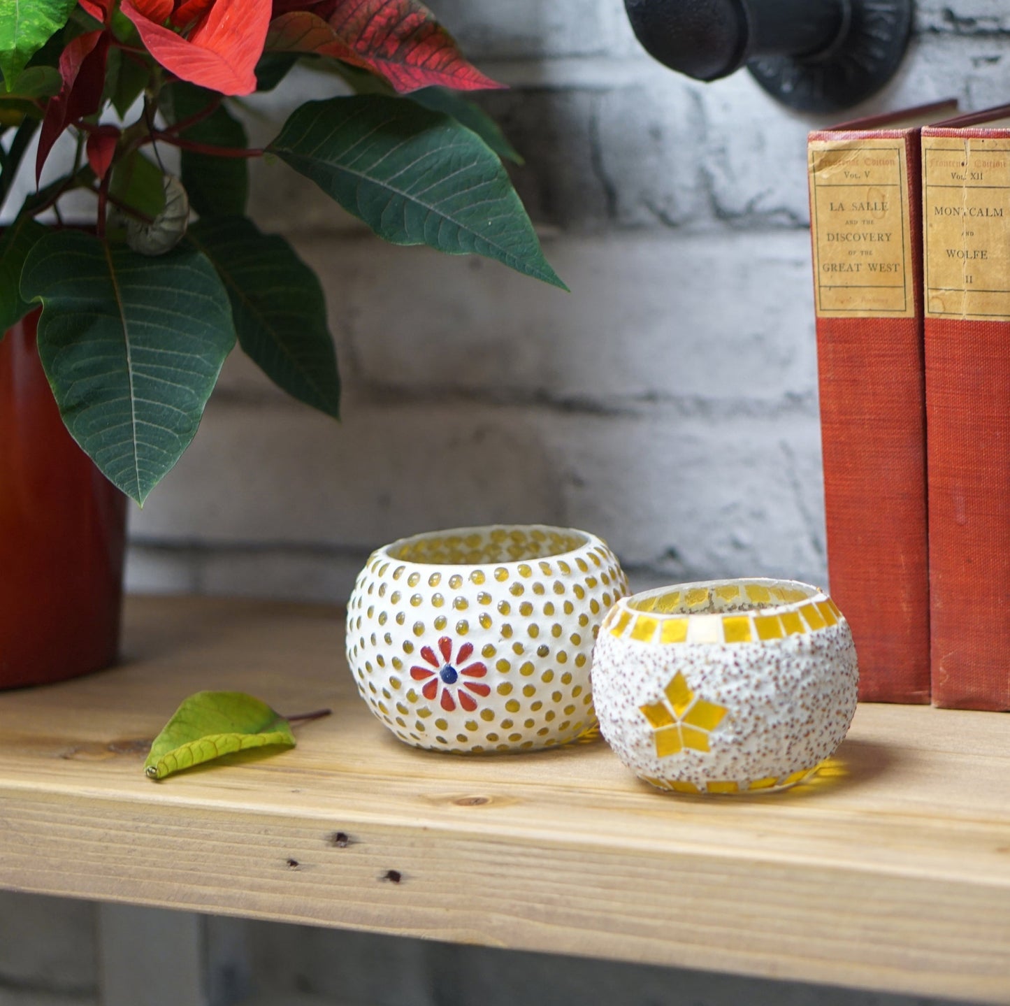 Gb03S Votive Holders (3 Inch), Glass, Yellow Dots