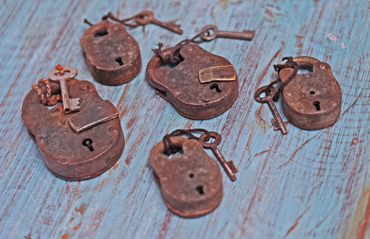 Old Original Iron Padlocks, Rustic Finish
