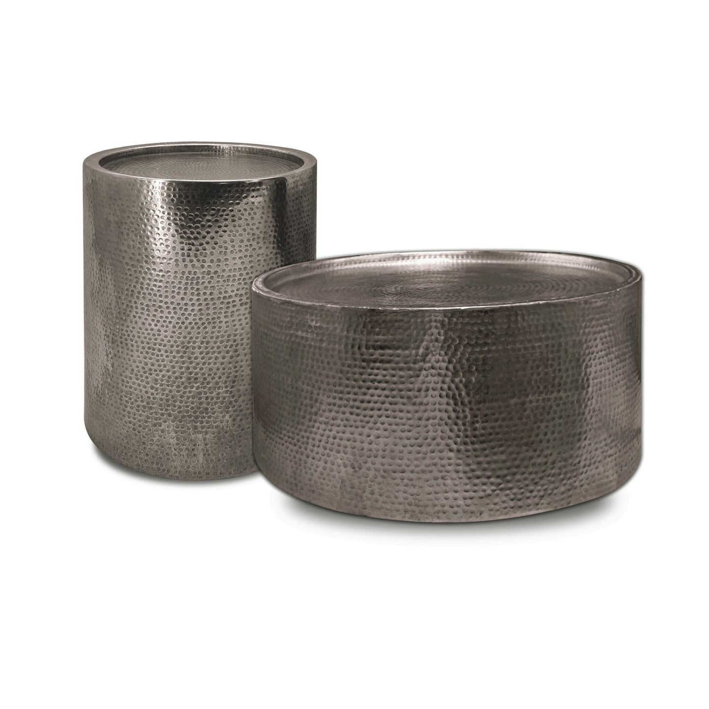 Sigurd Hammered Drum End Table, Small, Antique Sli