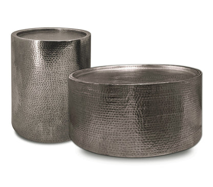 Sigurd Hammered Drum End Table, Large, Antique Sli