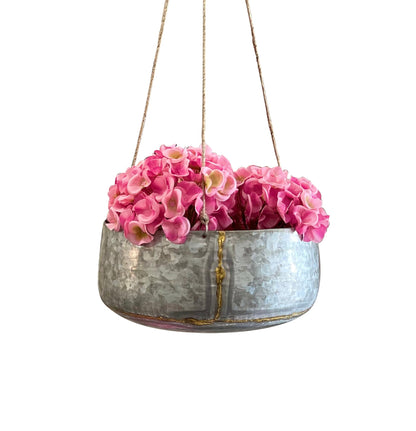 Hyrum Round Hanging Pot, Galvanized