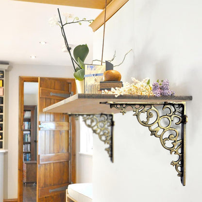 Shelf Bracket, Scroll, Large, Antique Brass