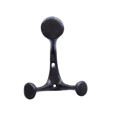 Triple Cast Iron Wall Hook, Antique Black