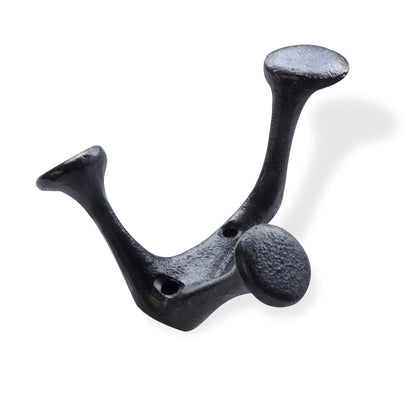 Triple Cast Iron Wall Hook, Antique Black