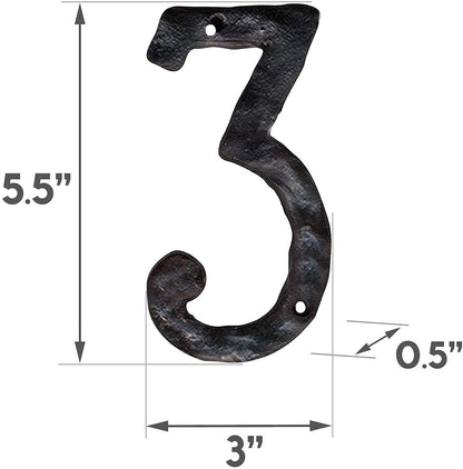 Cast iron number 3, 5.5 in (JS-RUSTICNUMBER-3)