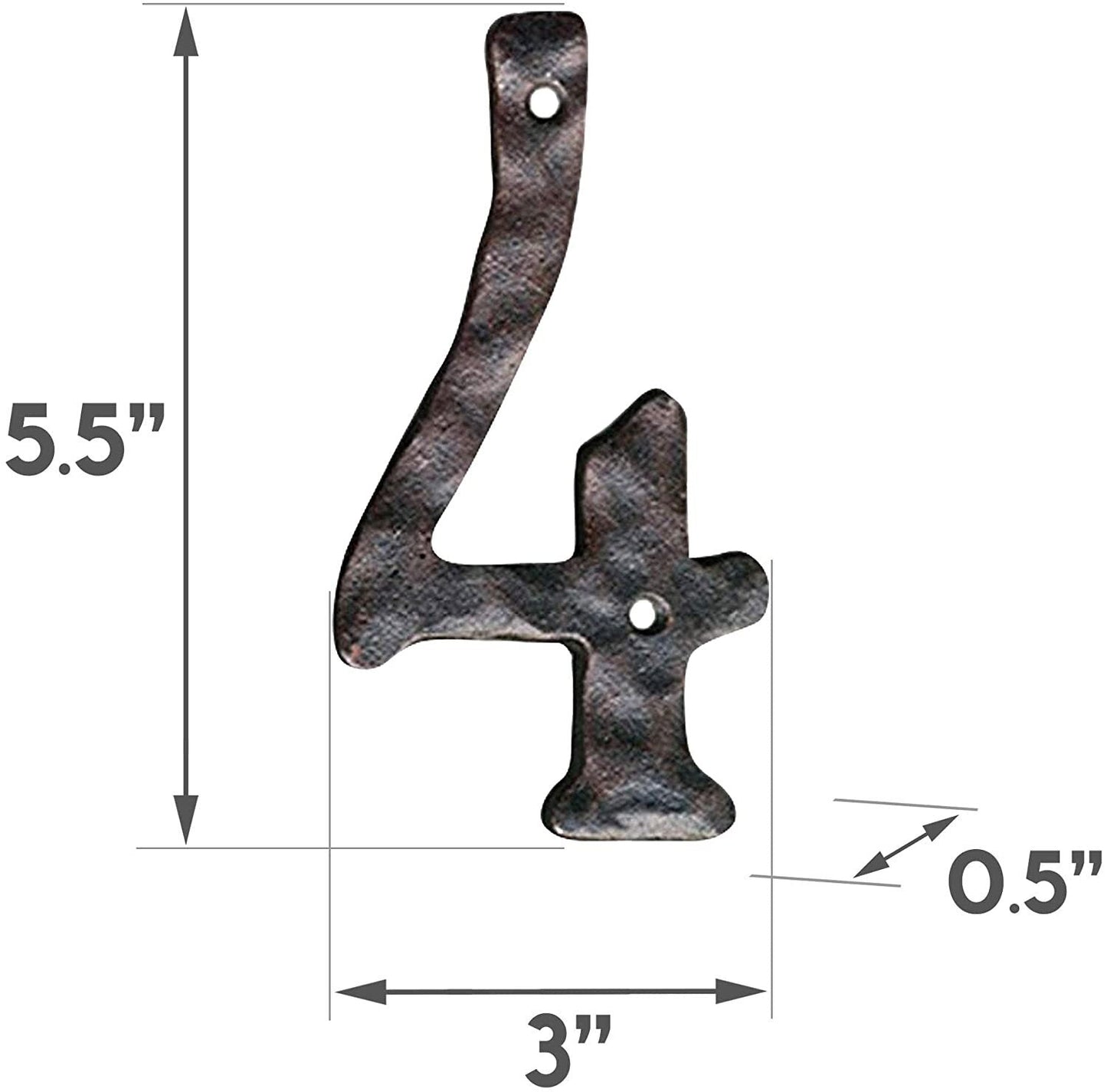 Cast iron number 4, 5.5 in (JS-RUSTICNUMBER-4)