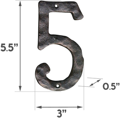 Cast iron number 5, 5.5 in (JS-RUSTICNUMBER-5)