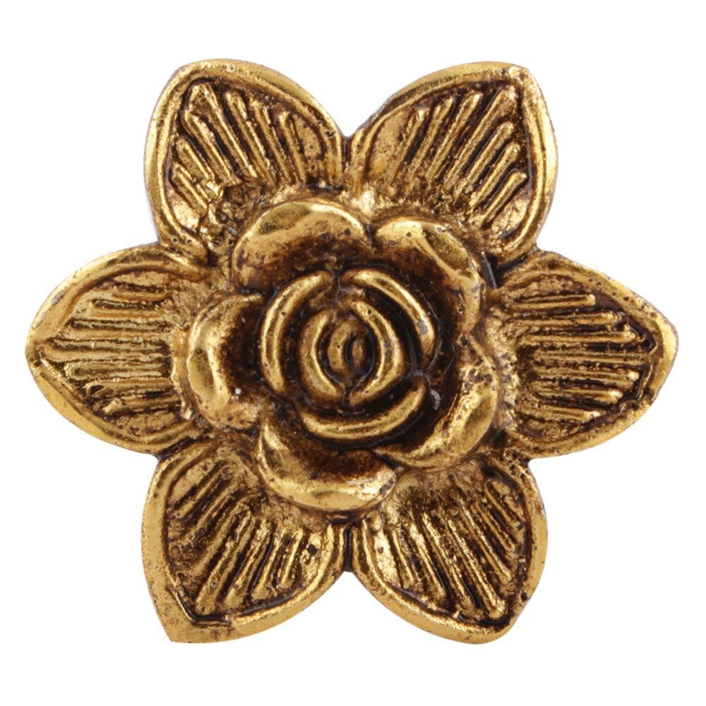 Golden Rose Flower Metal Cabinet Knob