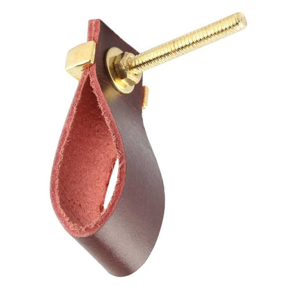 Handmade Knob, Cherry, Faux Leather And Metal