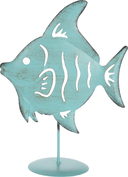 Fish Deco On Base 4Ass Metal, (YVR Showroom