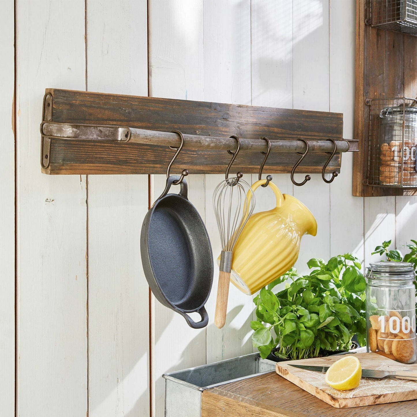 Wooden Wall Rack With Metal Hook, Temporarily Out of Stock