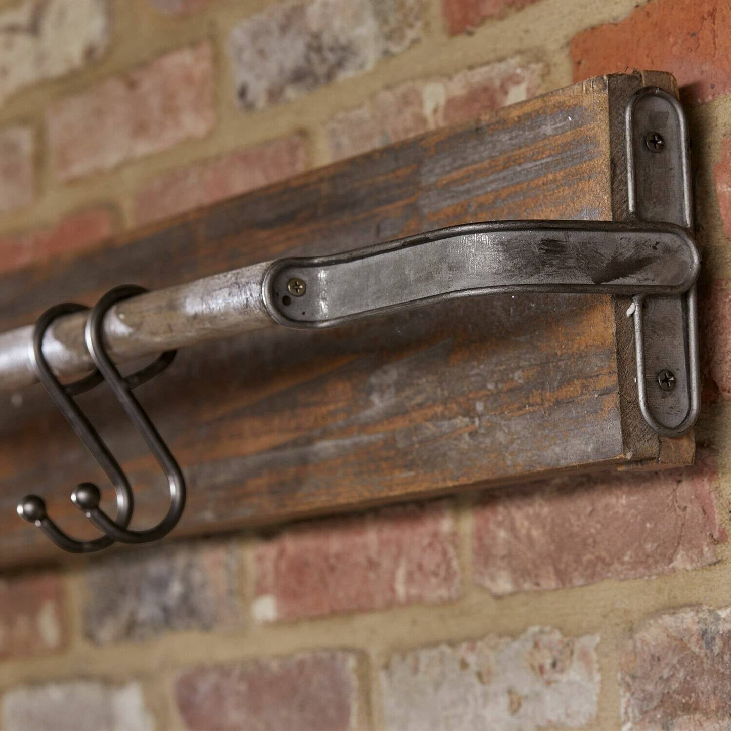 Wooden Wall Rack With Metal Hook, Temporarily Out of Stock