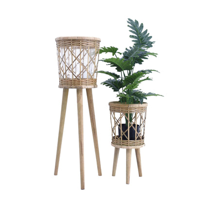 Rattan Flower Stand, Small, 9(D)X18.1 In