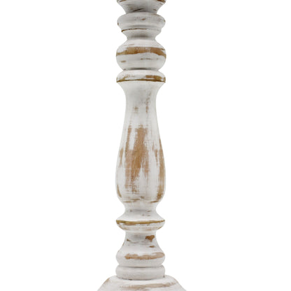 Wood Candle Holder, Antique White