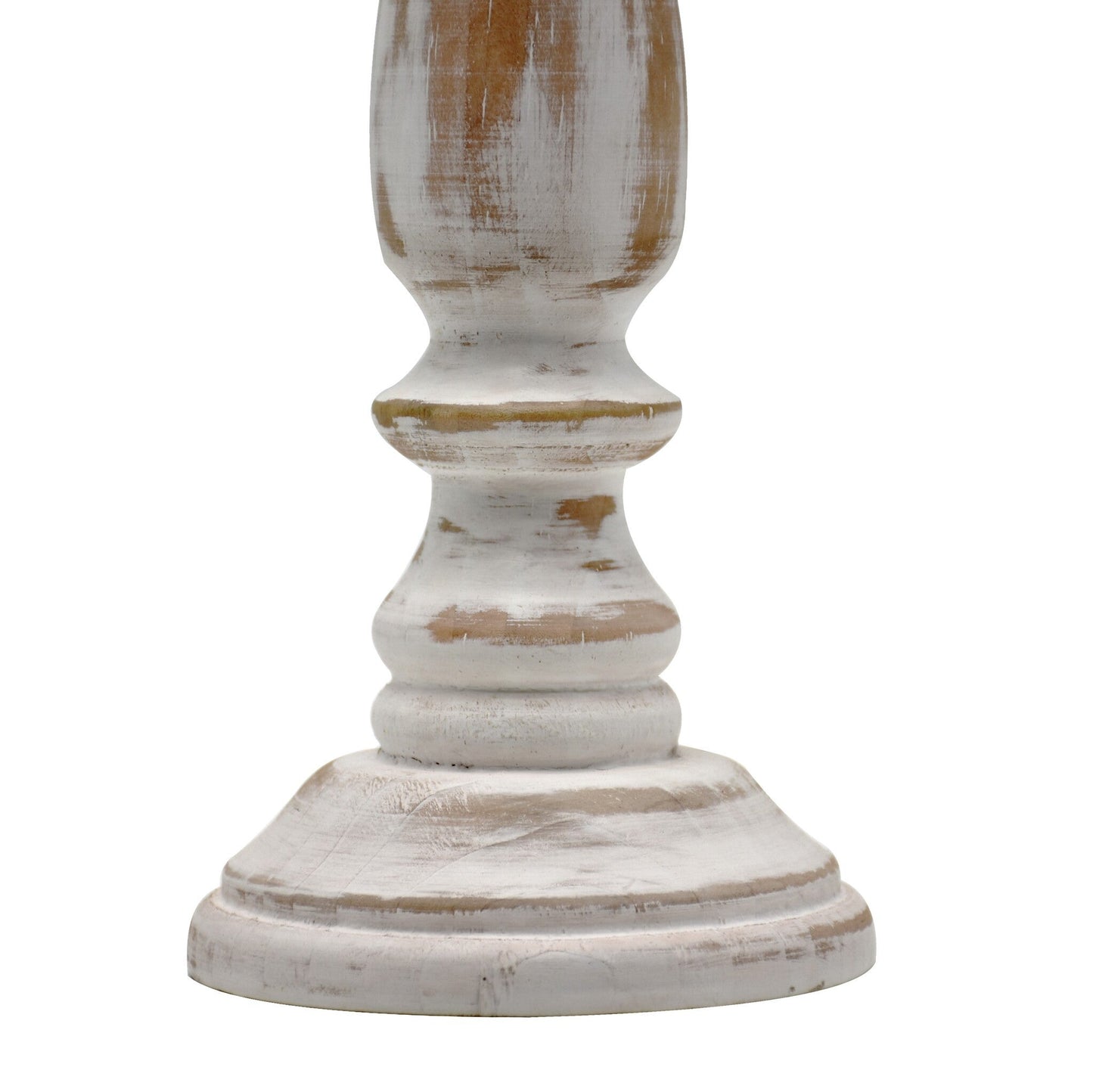 Wood Candle Holder, Antique White