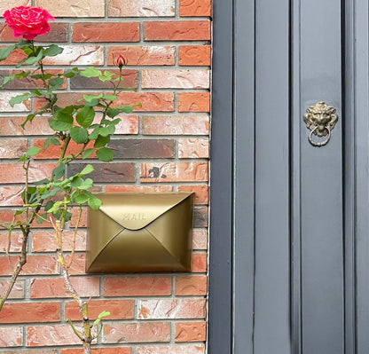 Antique Brass Envelope Mailbox, Large