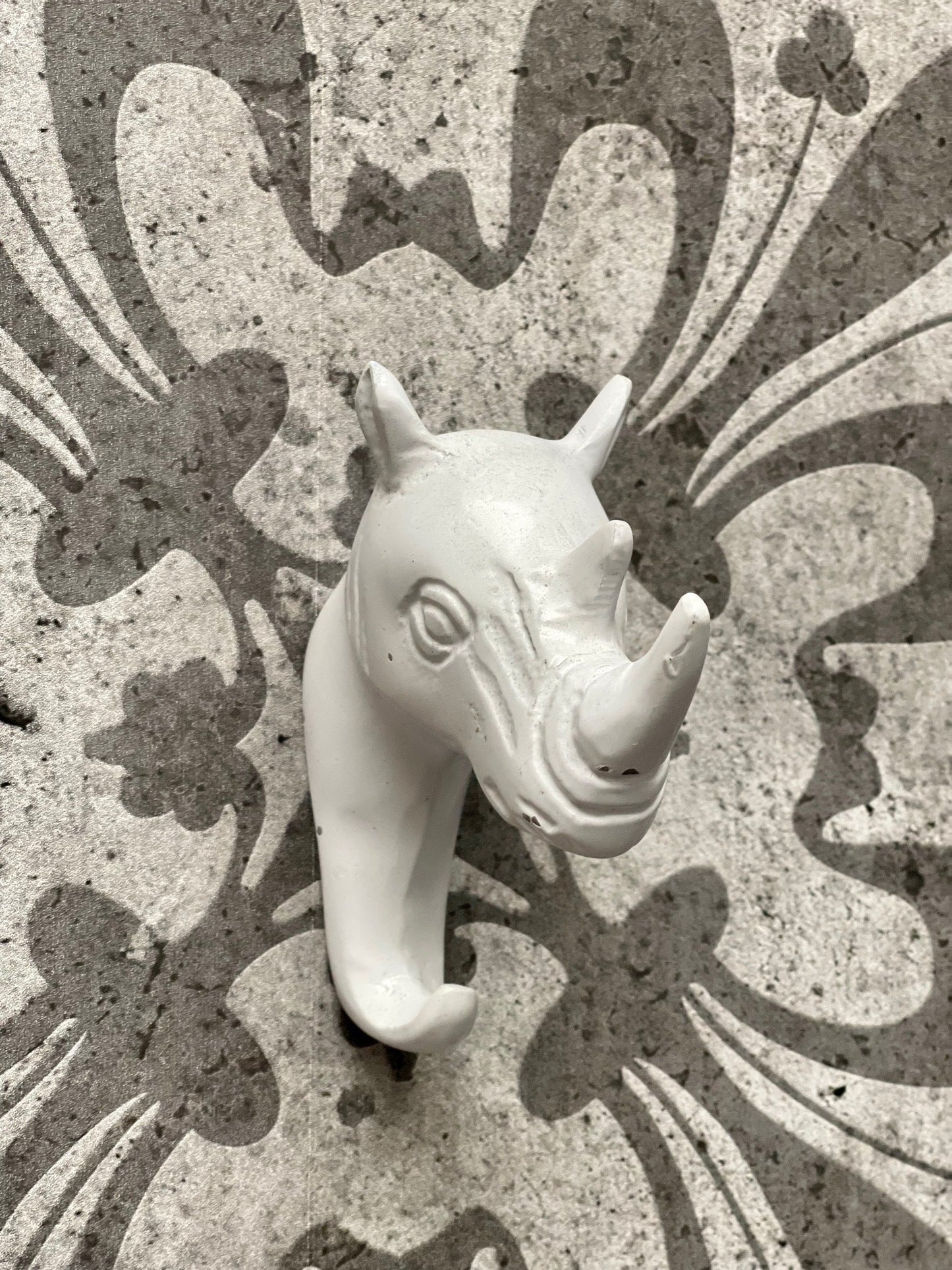 Safari Wall Hook, Rhino, White Powder Coated