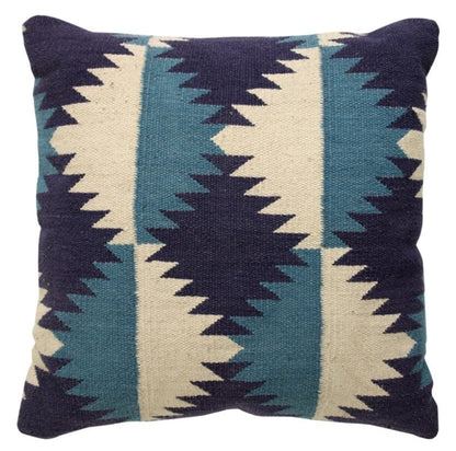 CUS-NVC11 Hand Woven Wool Cushion, 17.7x17.7in, Bl