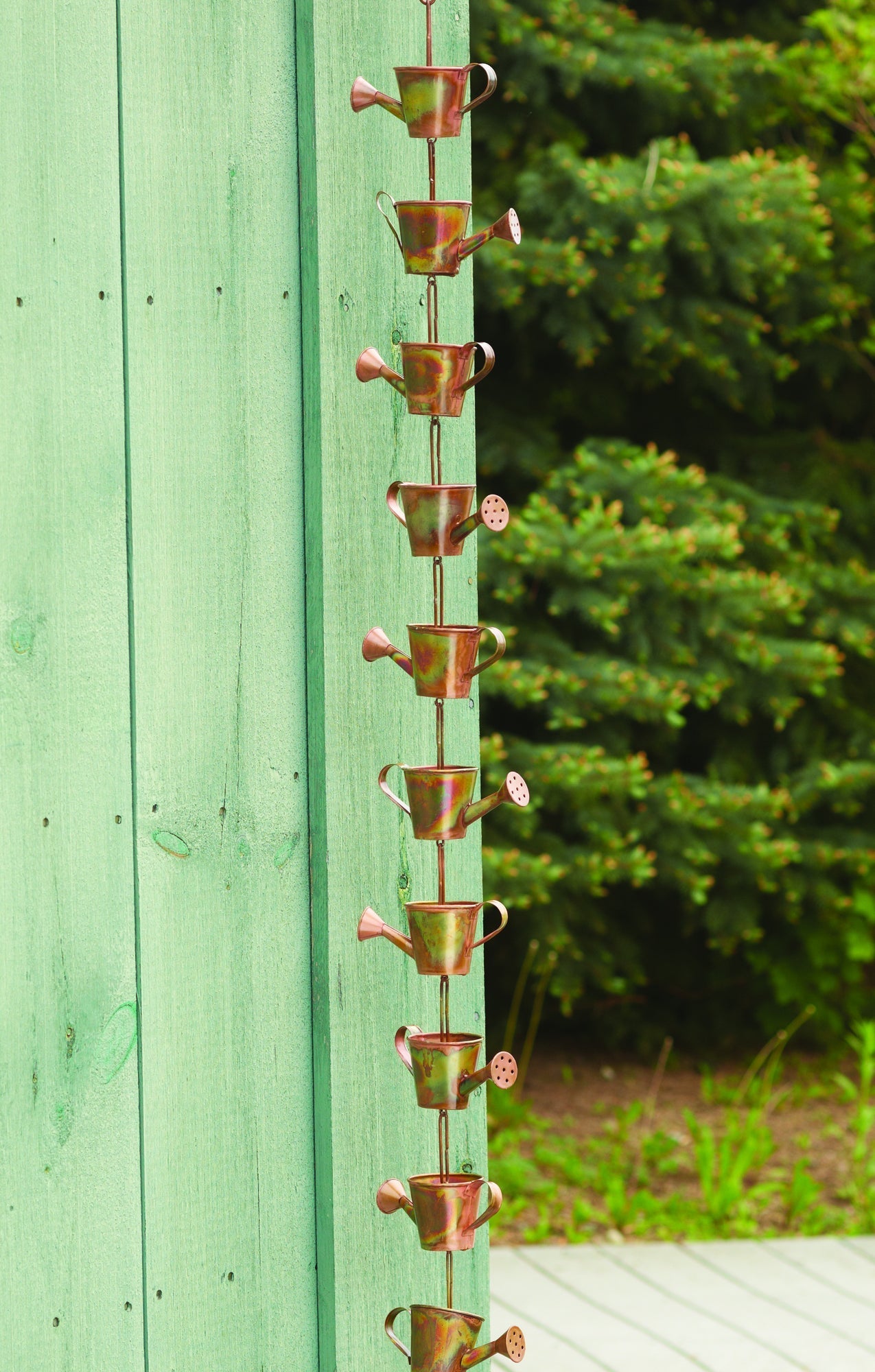 Flamed Watering Can Rain Chain