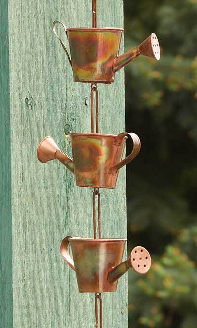 Flamed Watering Can Rain Chain