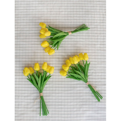 Artificial Tulip 9-Stem Bundle, Yellow