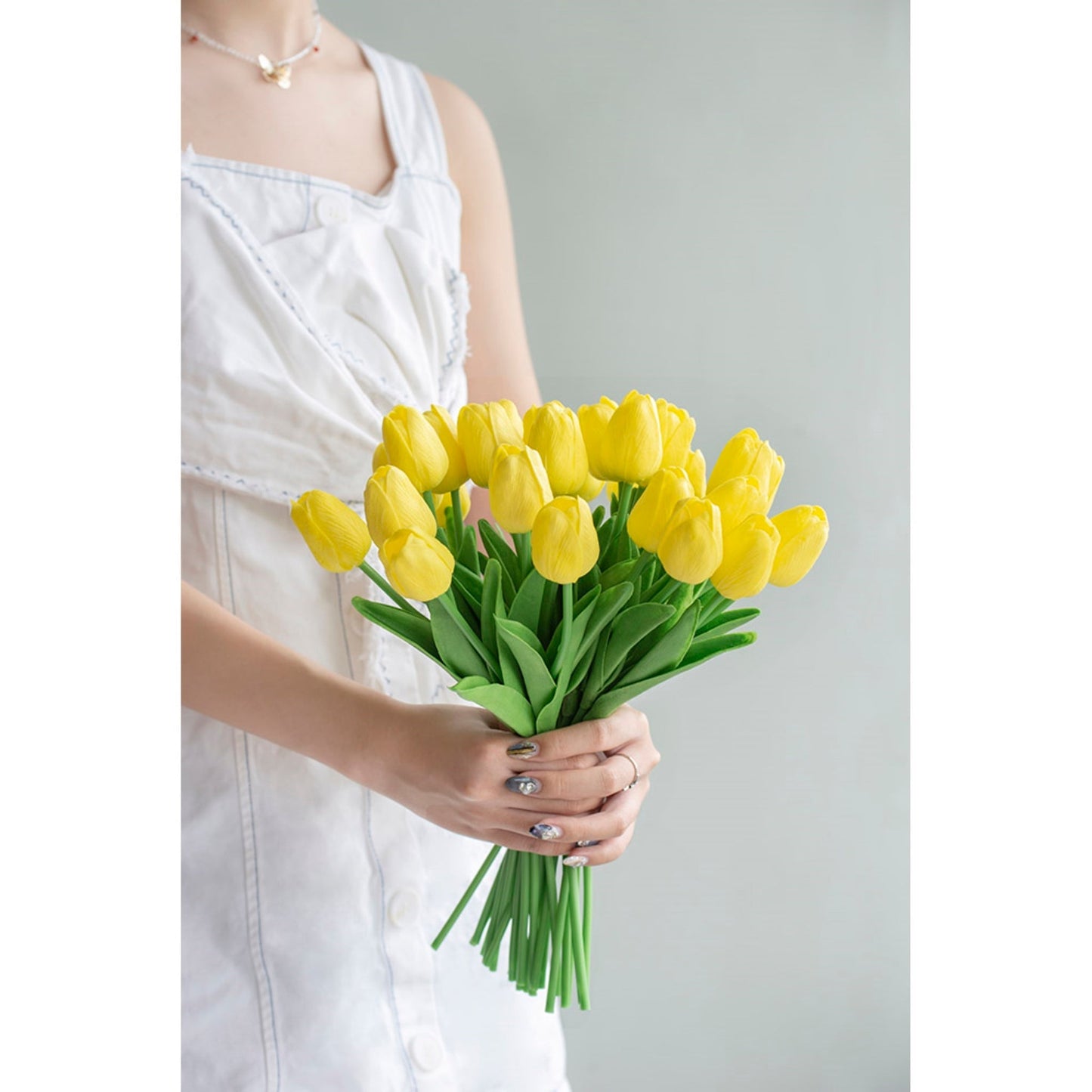 Artificial Tulip 9-Stem Bundle, Yellow