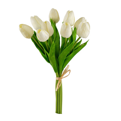 Artificial Tulip 9-Stem Bundle, White