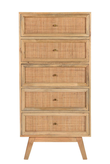 SP0301Q, Raphia Tall Chest 5 Drawers, Natural