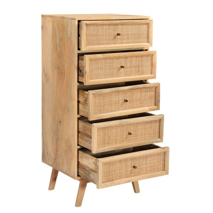 3SP0301Q, Raphia Tall Chest 5 Drawers, Natural