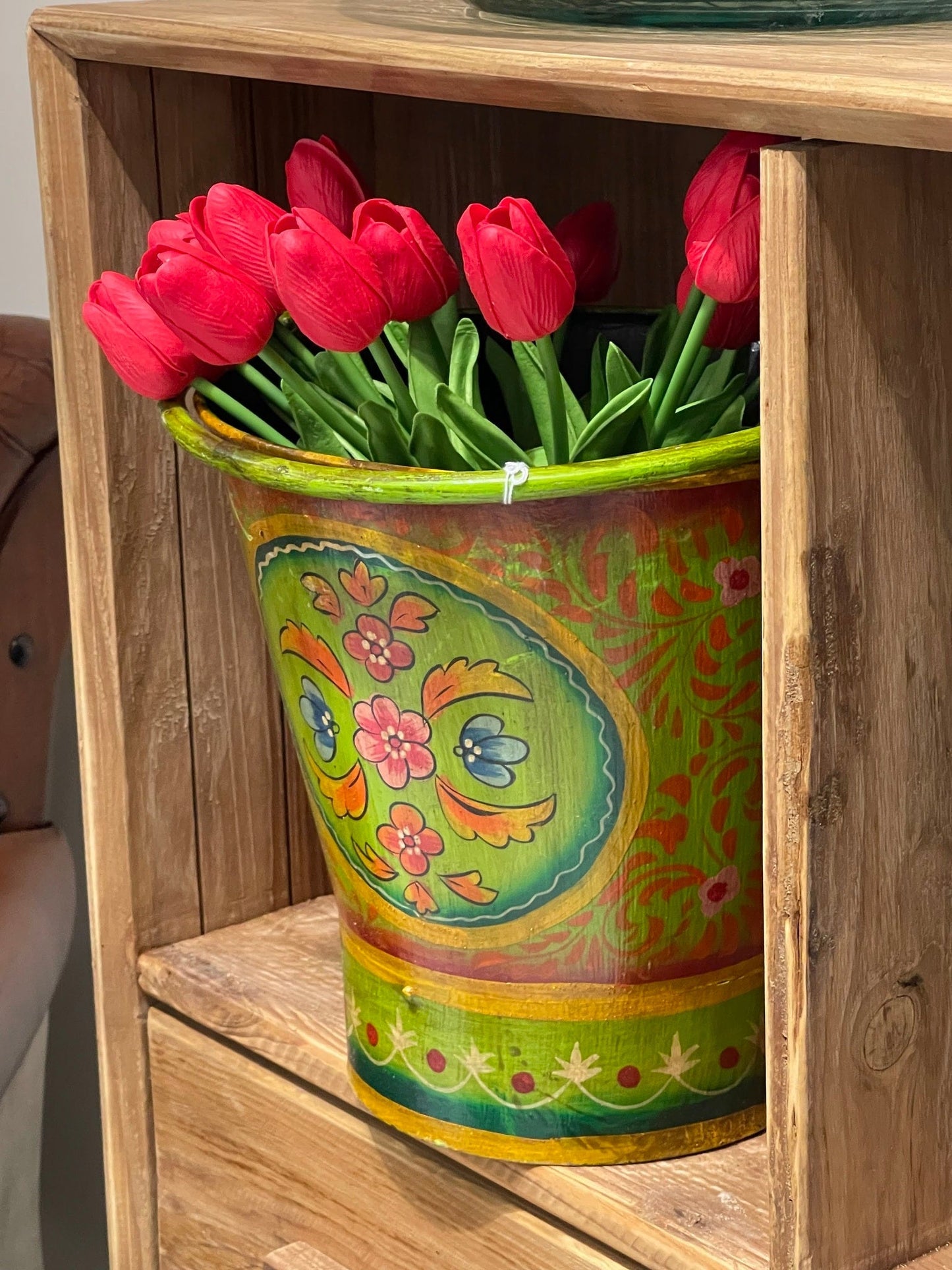 Old Original Iron Bucket, Hand Painted