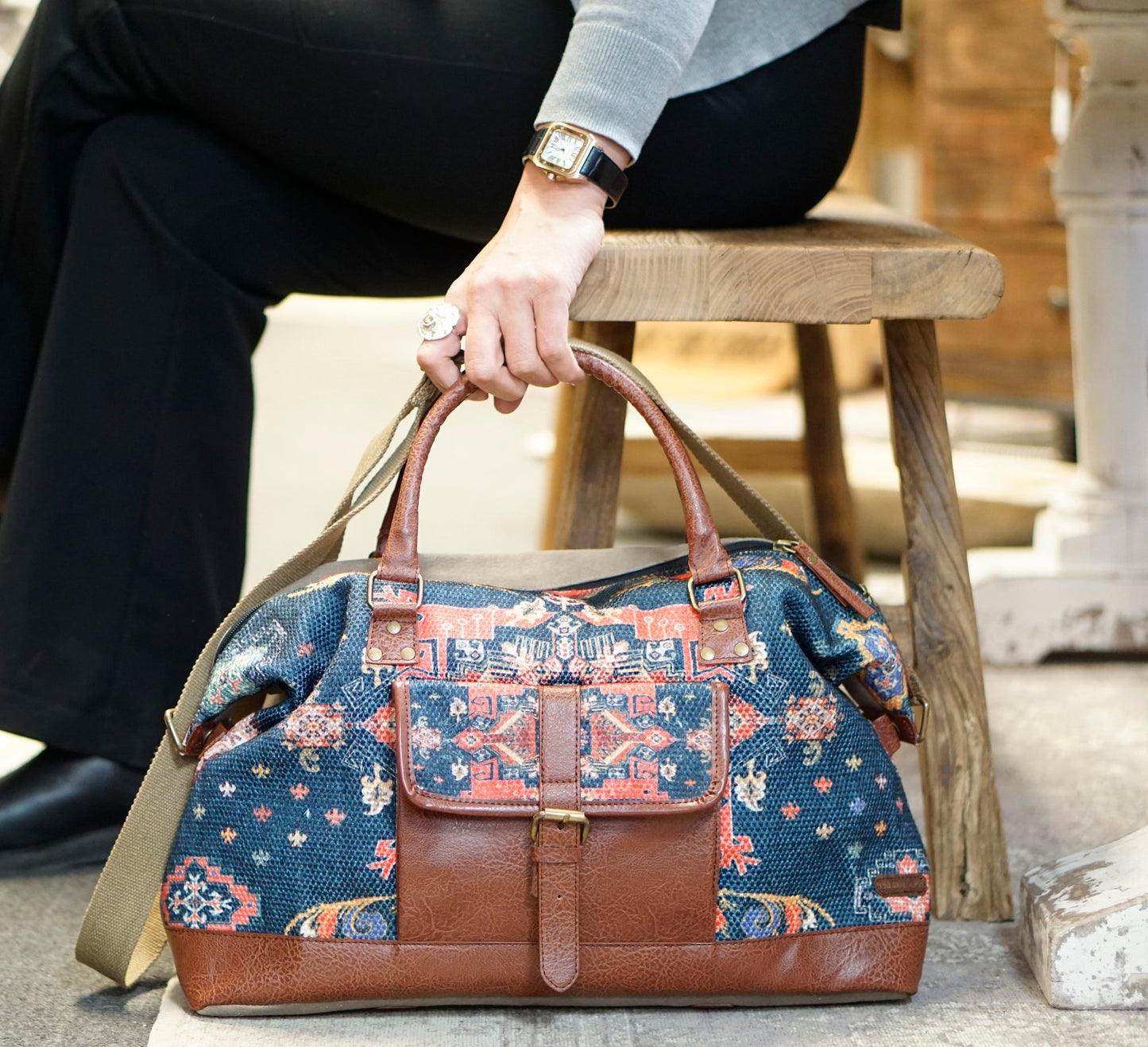 Telegraph Upcycled Canvas Duffle Bag, Blue, (YVR)