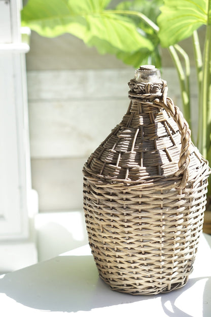 Antique Bottles in Wicker