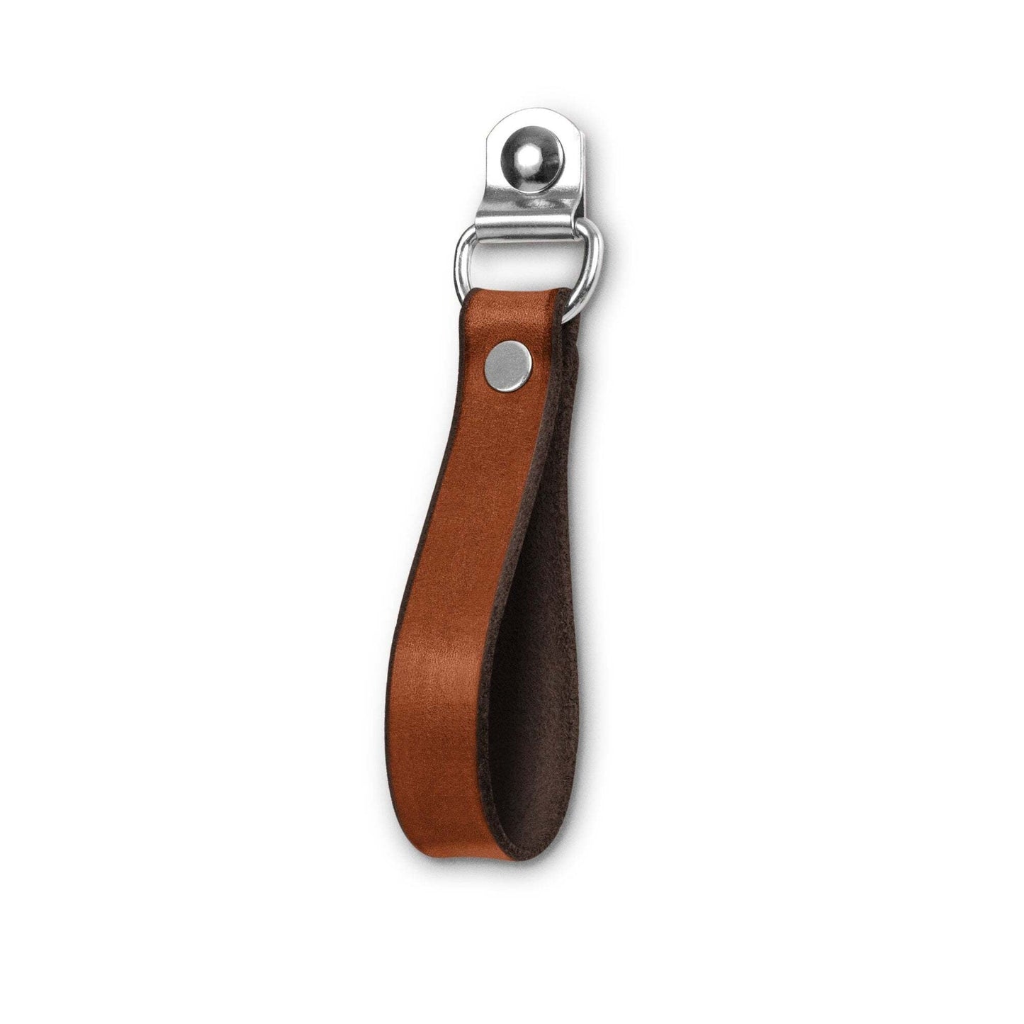 Hinged Genuine Leather Puller, Silver/Brown