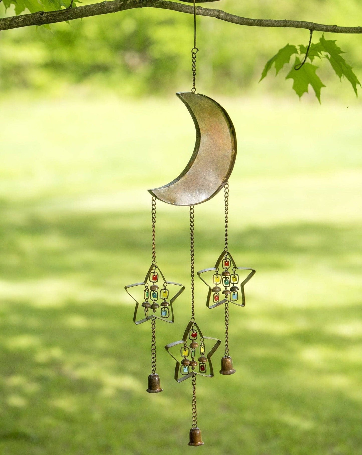 Multicolor Moon & Stars W/Dangles Wind Chime