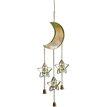 Multicolor Moon & Stars W/Dangles Wind Chime