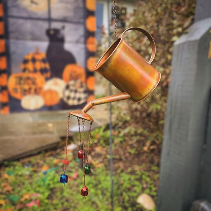 Flamed Watering Can W/Bells Ornament