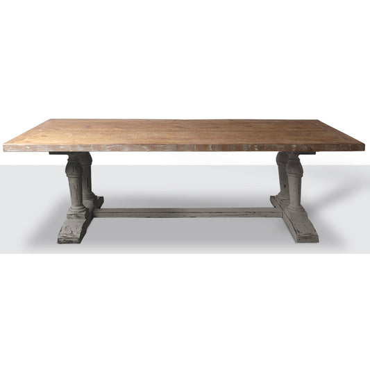16% off, Long Recycled Old Pine Dining Table, Rustic Grey F