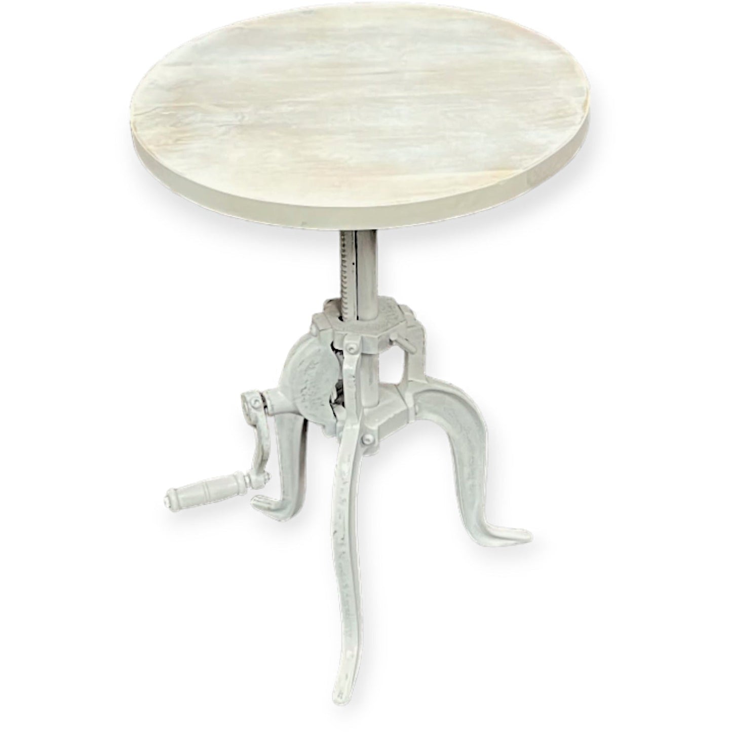 20% Off, Kai Adjustable Crank Side Table, Antique White - iDekor8