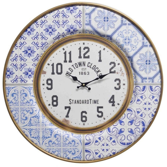 Round Wall Clock, Ceramic Tile Design, 30% Off, (YVR)