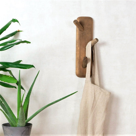 Reclaimed Wooden Wall Hook With 3 Pegs