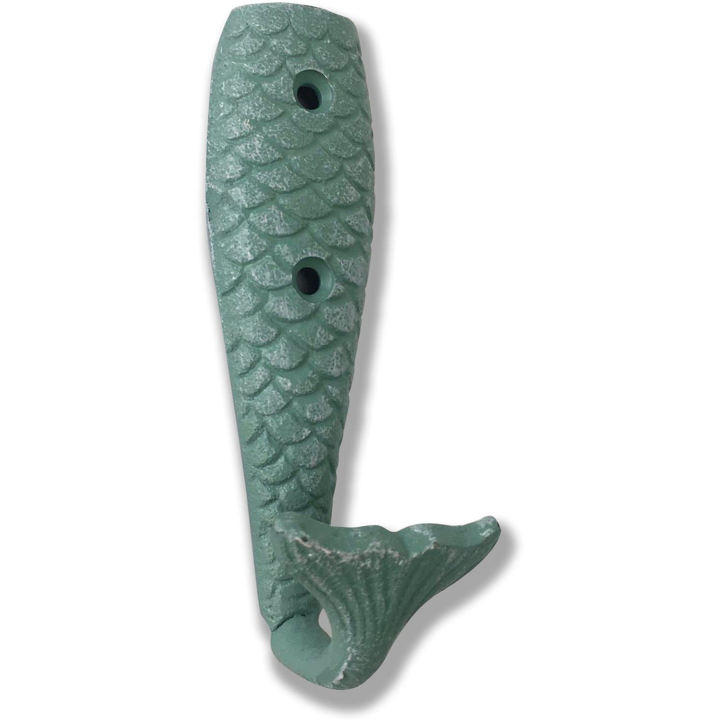 Mermaid Tail Hook, Cast Iron, Green