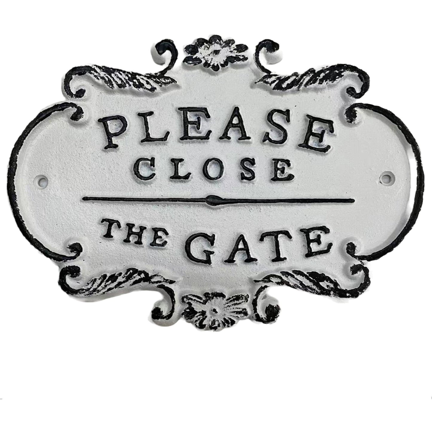 ~Please Close The Gate~ Plaque, Antique White