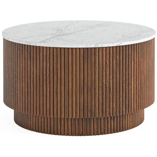 *2024 Intro* Ellis Wooden Coffee Table With Marble Top